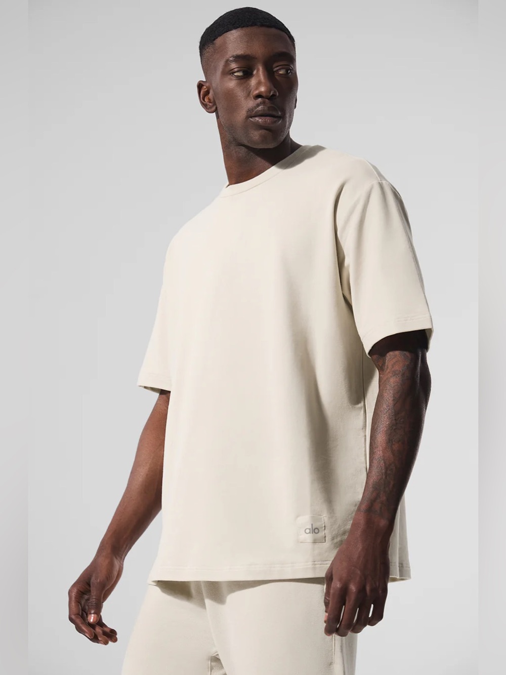 ALO Double Take Short Sleeve Top in Bone